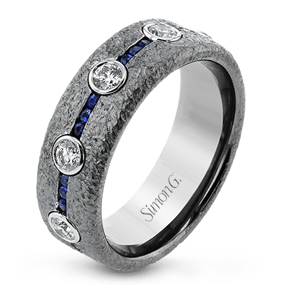 Men's Ring In 14k Gold With Diamonds and Sapphires - Simon G. Jewelry