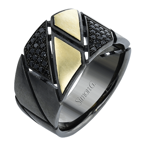 Men's Ruthenium Ring In 14k Gold With Diamonds - Simon G. Jewelry