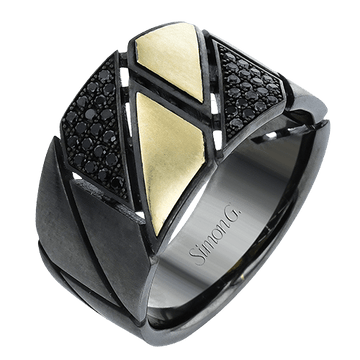 Men's Ruthenium Ring In 14k Gold With Diamonds - Simon G. Jewelry