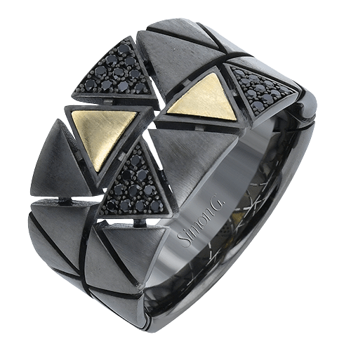 Men's Ruthenium Ring In 14k Gold With Diamonds - Simon G. Jewelry