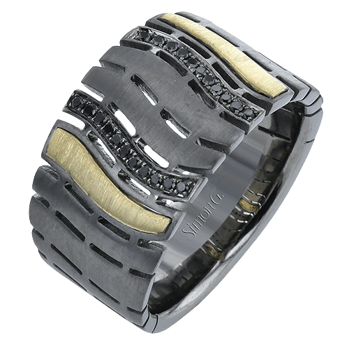 Men's Ruthenium Ring In 14k Gold With Diamonds - Simon G. Jewelry