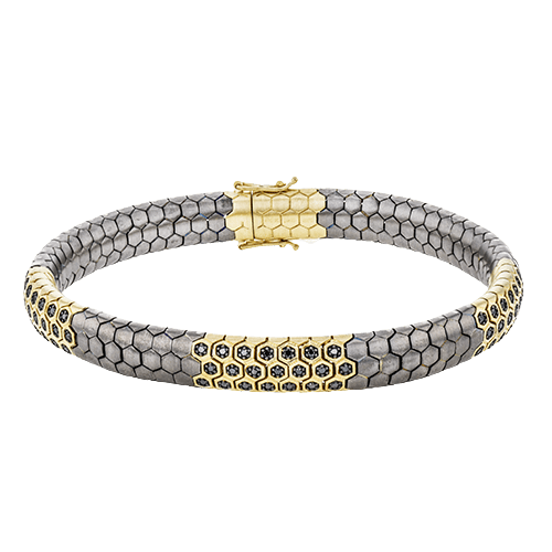 Men's Titanium Bracelet In 14k Gold With Black Diamonds - Simon G. Jewelry