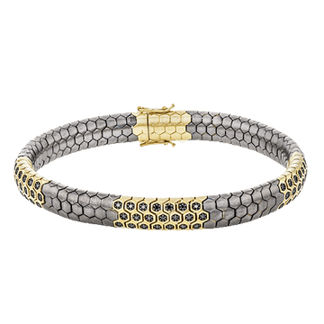 Men's Titanium Bracelet In 14k Gold With Black Diamonds - Simon G. Jewelry