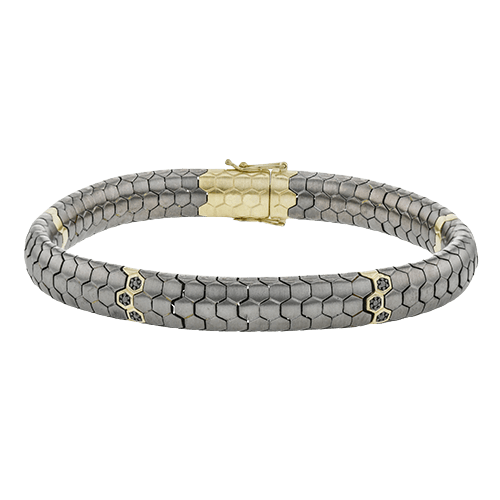 Men's Titanium Bracelet In 14k Gold With Black Diamonds - Simon G. Jewelry