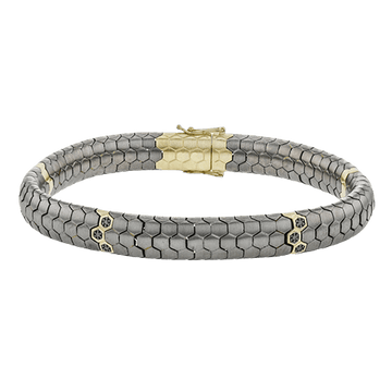 Men's Titanium Bracelet In 14k Gold With Black Diamonds - Simon G. Jewelry