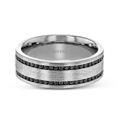 Men's Wedding Band In 14k Gold With Black Diamonds - Simon G. Jewelry