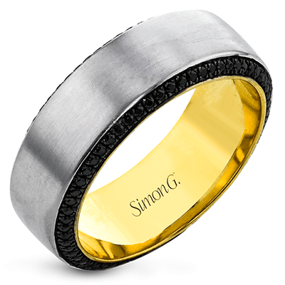 Men's Wedding Band In 14k Gold With Black Diamonds - Simon G. Jewelry