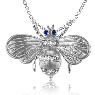 Monarch Bee Pendant Necklace in 18K Gold with Diamonds - Simon G. Jewelry