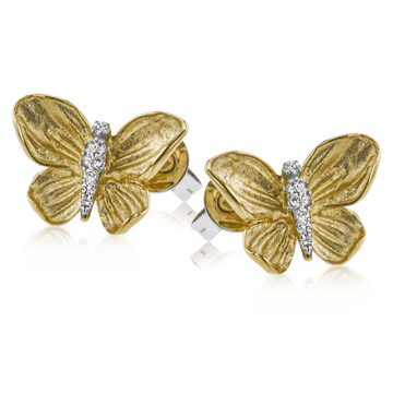 Monarch Butterfly Earrings in 18k Gold with Diamonds - Simon G. Jewelry