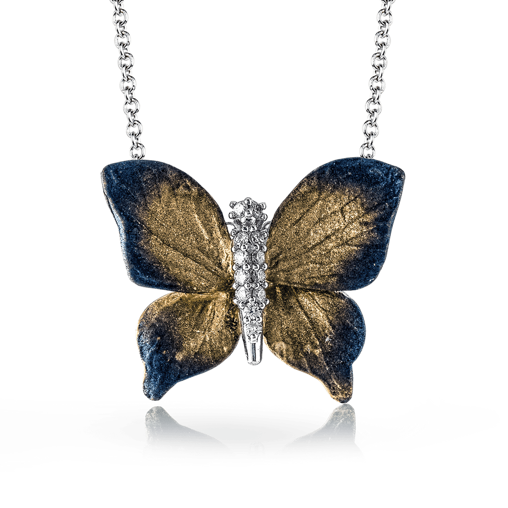 Monarch Butterfly Pendant Necklace in 18k Gold with Diamonds - Simon G. Jewelry