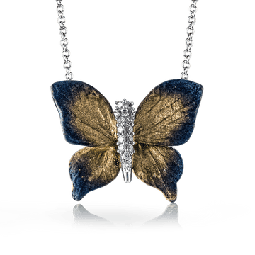 Monarch Butterfly Pendant Necklace in 18k Gold with Diamonds - Simon G. Jewelry