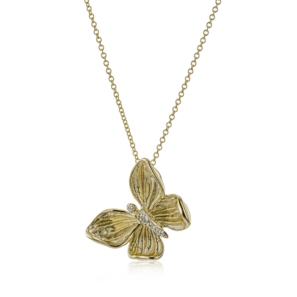 Monarch Butterfly Pendant Necklace in 18k Gold with Diamonds - Simon G. Jewelry