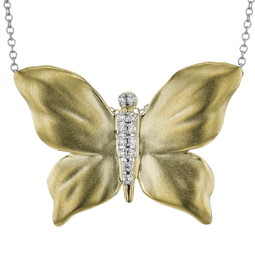 Monarch Butterfly Pendant Necklace in 18k Gold with Diamonds - Simon G. Jewelry