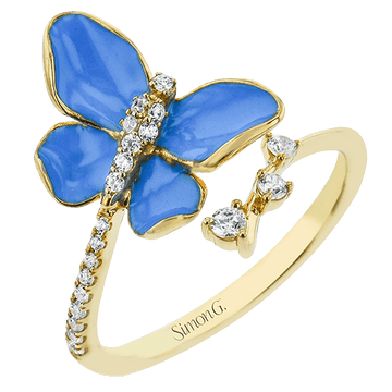 Monarch Butterfly Ring in 18k Gold with Diamonds - Simon G. Jewelry