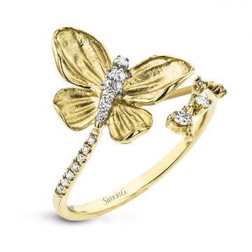 Monarch Butterfly Ring In 18k Gold With Diamonds - Simon G. Jewelry