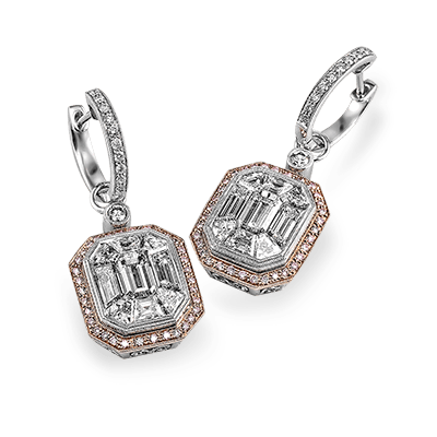 Mosaic Earrings in 18k Gold with Diamonds - Simon G. Jewelry