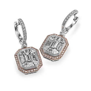 Mosaic Earrings in 18k Gold with Diamonds - Simon G. Jewelry