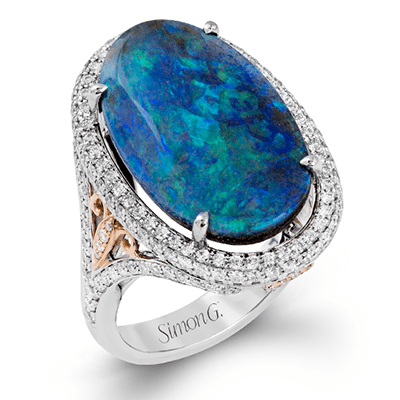 Opal Halo Ring in 18k Gold With Diamonds - Simon G. Jewelry