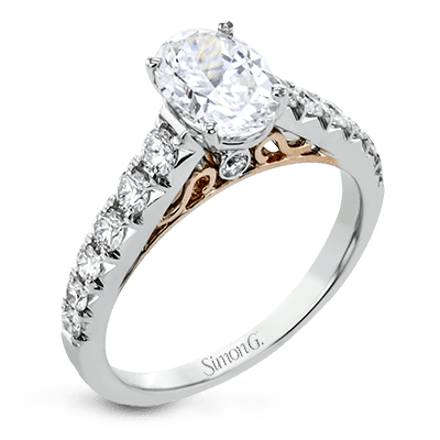 Oval - cut Engagement Ring in 18k Gold with Diamonds - Simon G. Jewelry