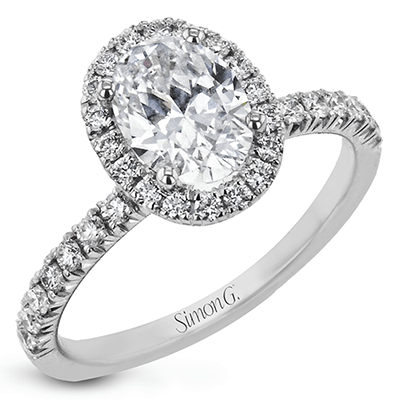 Oval - cut Engagement Ring in 18k Gold with Diamonds - Simon G. Jewelry