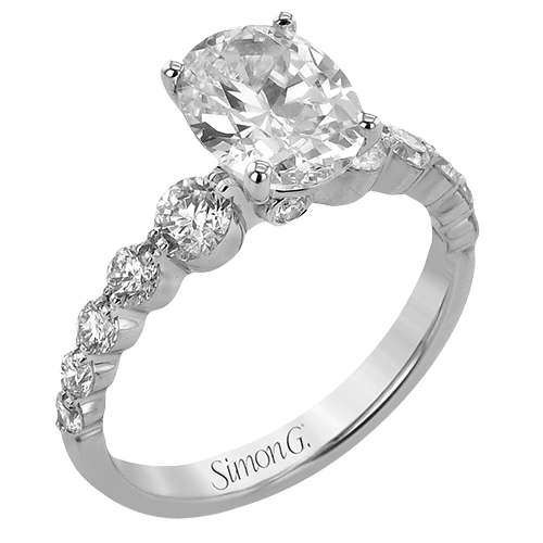 Oval - cut Engagement Ring in 18k Gold with Diamonds - Simon G. Jewelry