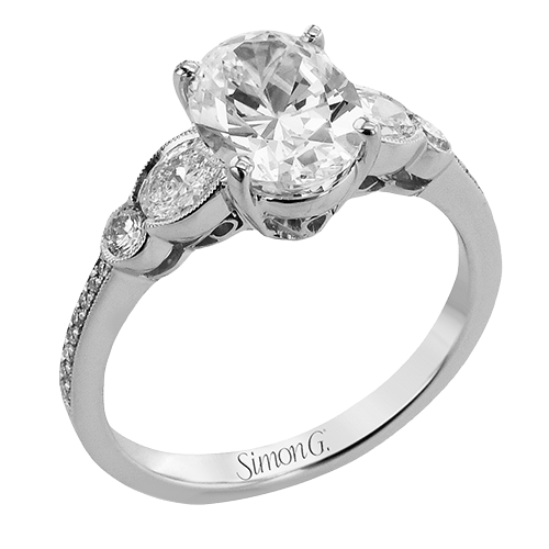 Oval - cut Engagement Ring in 18k Gold with Diamonds - Simon G. Jewelry