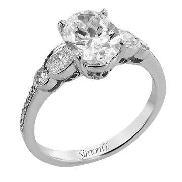 Oval - cut Engagement Ring in 18k Gold with Diamonds - Simon G. Jewelry