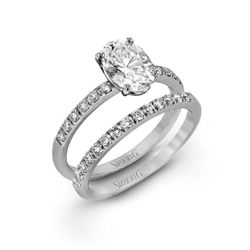 Oval - cut Engagement Ring & Matching Wedding Band in 18k Gold with Diamonds - Simon G. Jewelry