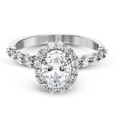 Oval - Cut Halo Engagement Ring In 18k Gold With Diamonds - Simon G. Jewelry