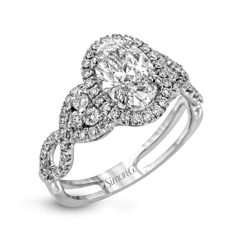 Oval - Cut Halo Engagement Ring In 18k Gold With Diamonds - Simon G. Jewelry