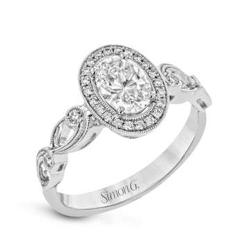 Oval - Cut Halo Engagement Ring In 18k Gold With Diamonds - Simon G. Jewelry