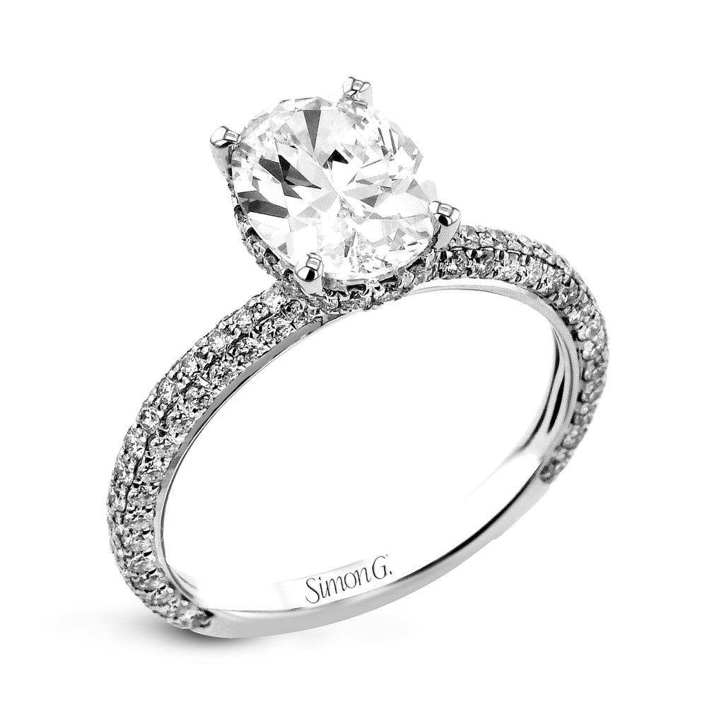 Oval - Cut Hidden Halo Engagement Ring In 18k Gold With Diamonds - Simon G. Jewelry