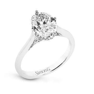 Oval - Cut Hidden Halo Engagement Ring In 18k Gold With Diamonds - Simon G. Jewelry