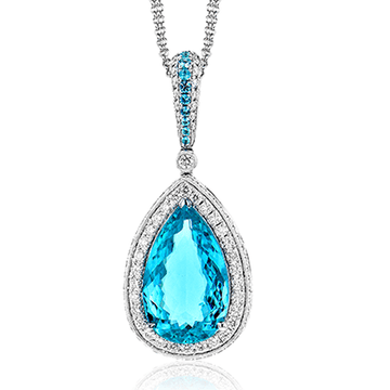 PARAIBA TOURMALINE PENDANT NECKLACE IN 18K GOLD WITH DIAMONDS - Simon G. Jewelry