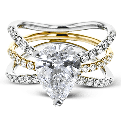 Pear - cut Engagement Ring & Matching Wedding Band in 18k Gold with Diamonds - Simon G. Jewelry