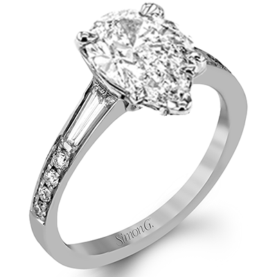 Pear - cut Engagement Ring & Matching Wedding Band in 18k Gold with Diamonds - Simon G. Jewelry