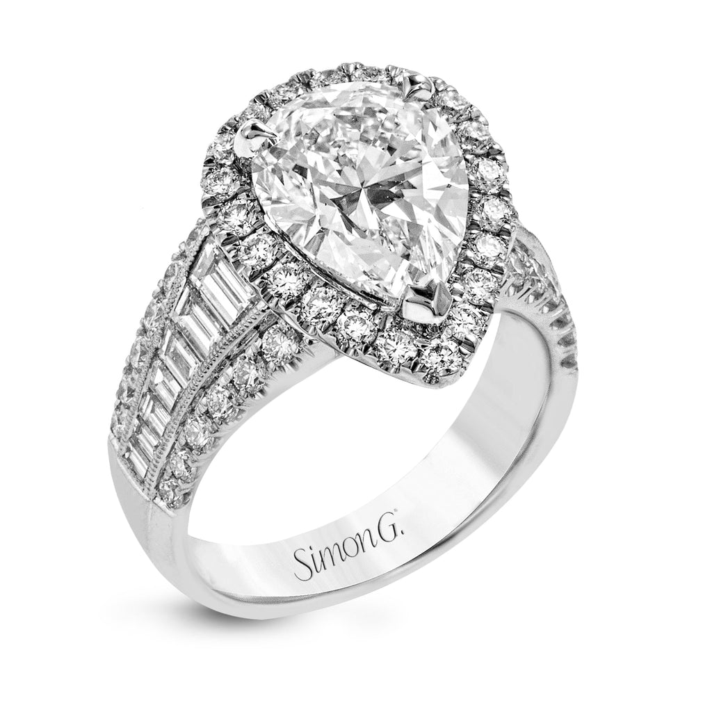 Pear - Cut Halo Engagement Ring In 18k Gold With Diamonds - Simon G. Jewelry