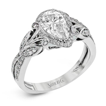 Pear - Cut Halo Engagement Ring In 18k Gold With Diamonds - Simon G. Jewelry