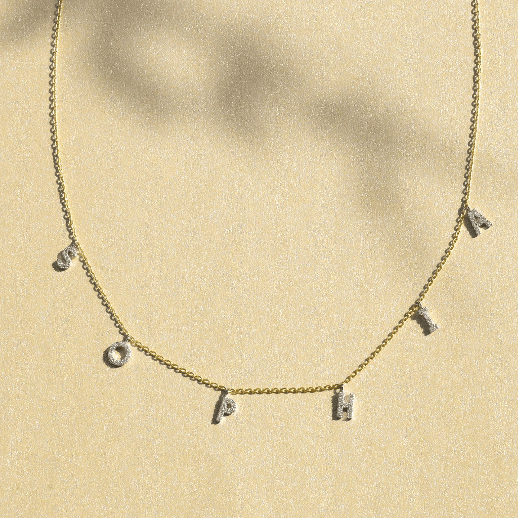 Personalized Initial Necklace in 18k Gold with Diamonds - Simon G. Jewelry