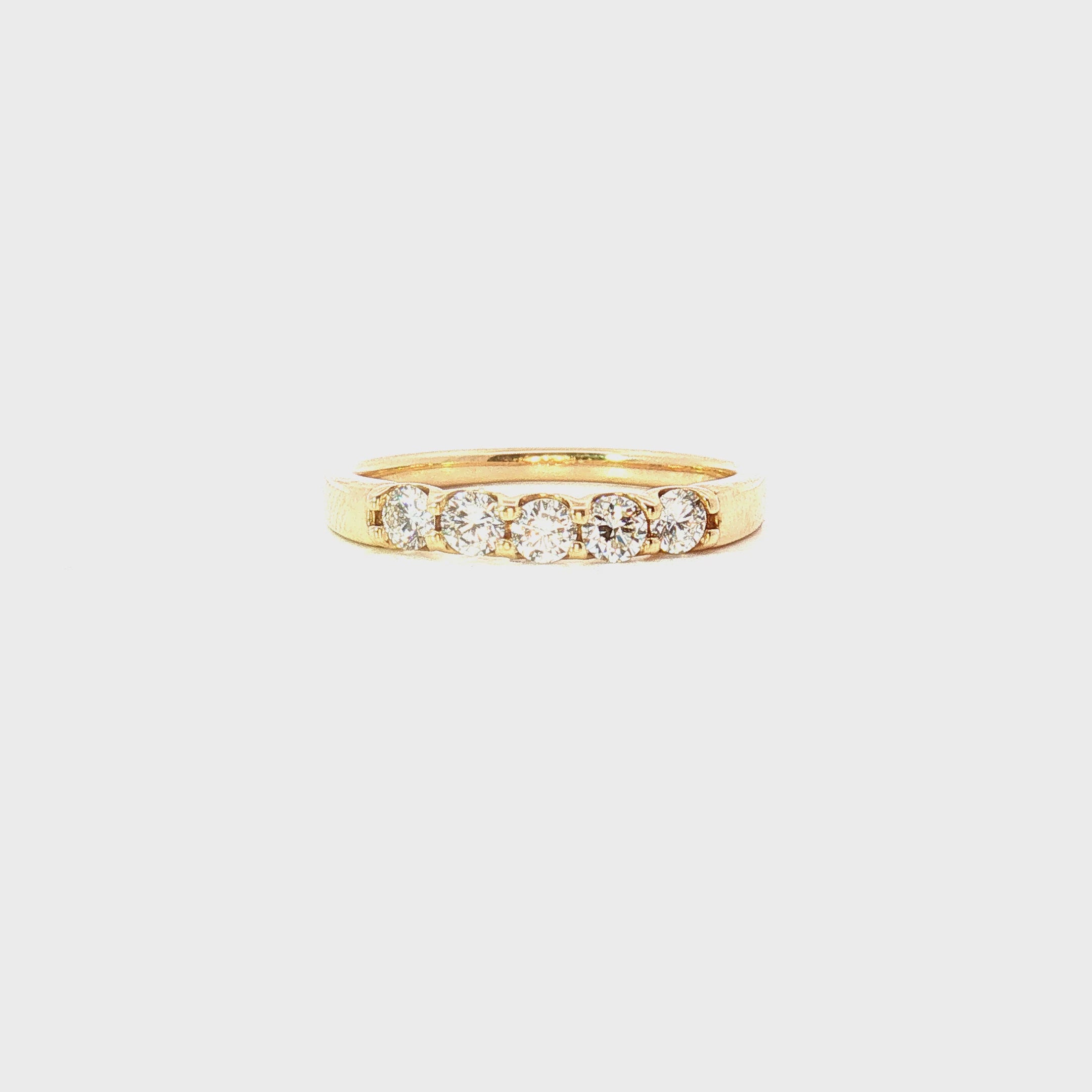 14K Yellow Gold Five Stone Diamond Wedding Band Half Carat Total Weight