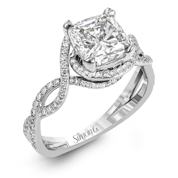 Princess - Cut Criss - Cross Engagement Ring In 18k Gold With Diamonds - Simon G. Jewelry