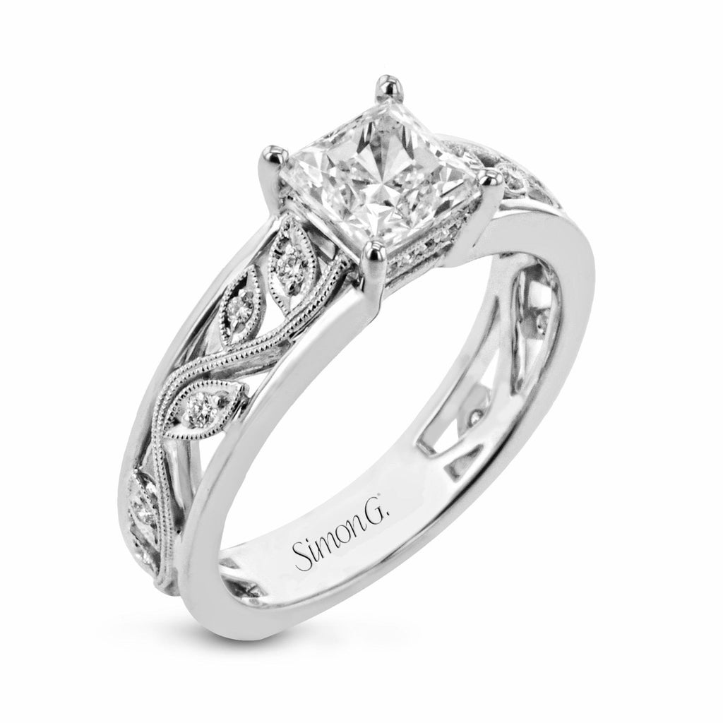 Princess - Cut Engagement Ring In 18k Gold With Diamonds - Simon G. Jewelry