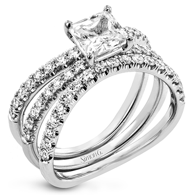 Princess - cut Engagement Ring & Matching Wedding Band in 18k Gold with Diamonds - Simon G. Jewelry