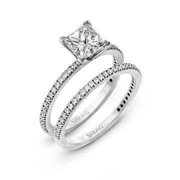 Princess - cut Engagement Ring & Matching Wedding Band in 18k Gold with Diamonds - Simon G. Jewelry