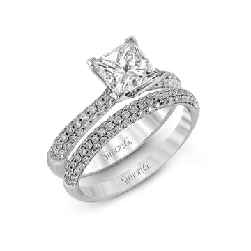 Princess - cut Engagement Ring & Matching Wedding Band in 18k Gold with Diamonds - Simon G. Jewelry