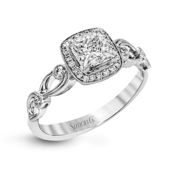 Princess - Cut Halo Engagement Ring In 18k Gold With Diamonds - Simon G. Jewelry