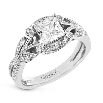 Princess - Cut Halo Engagement Ring In 18k Gold With Diamonds - Simon G. Jewelry