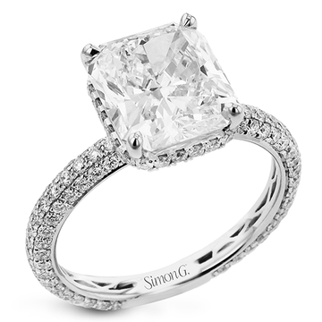 Princess - cut Hidden Halo Engagement Ring in 18k Gold with Diamonds - Simon G. Jewelry