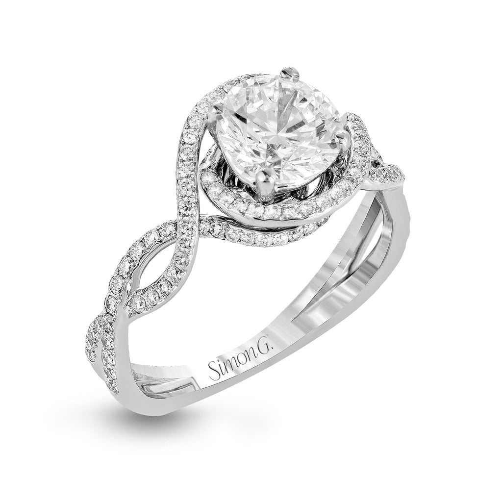 Round - Cut Criss - Cross Engagement Ring In 18k Gold With Diamonds - Simon G. Jewelry