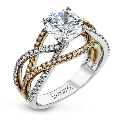 Round - Cut Criss - Cross Engagement Ring In 18k Gold With Diamonds - Simon G. Jewelry